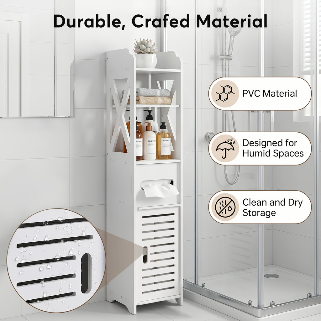 Slim Freestanding Bathroom Storage Cabinet (4-Shelf)
