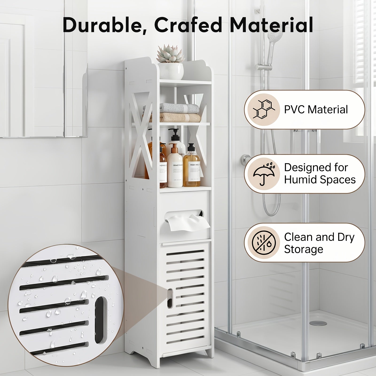Slim Freestanding Bathroom Storage Cabinet (4-Shelf)