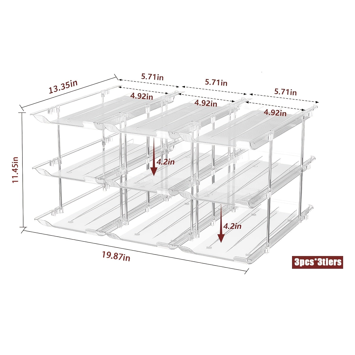 Transparent PET Auto-Roll & Stackable Can Rack (Set of 3)