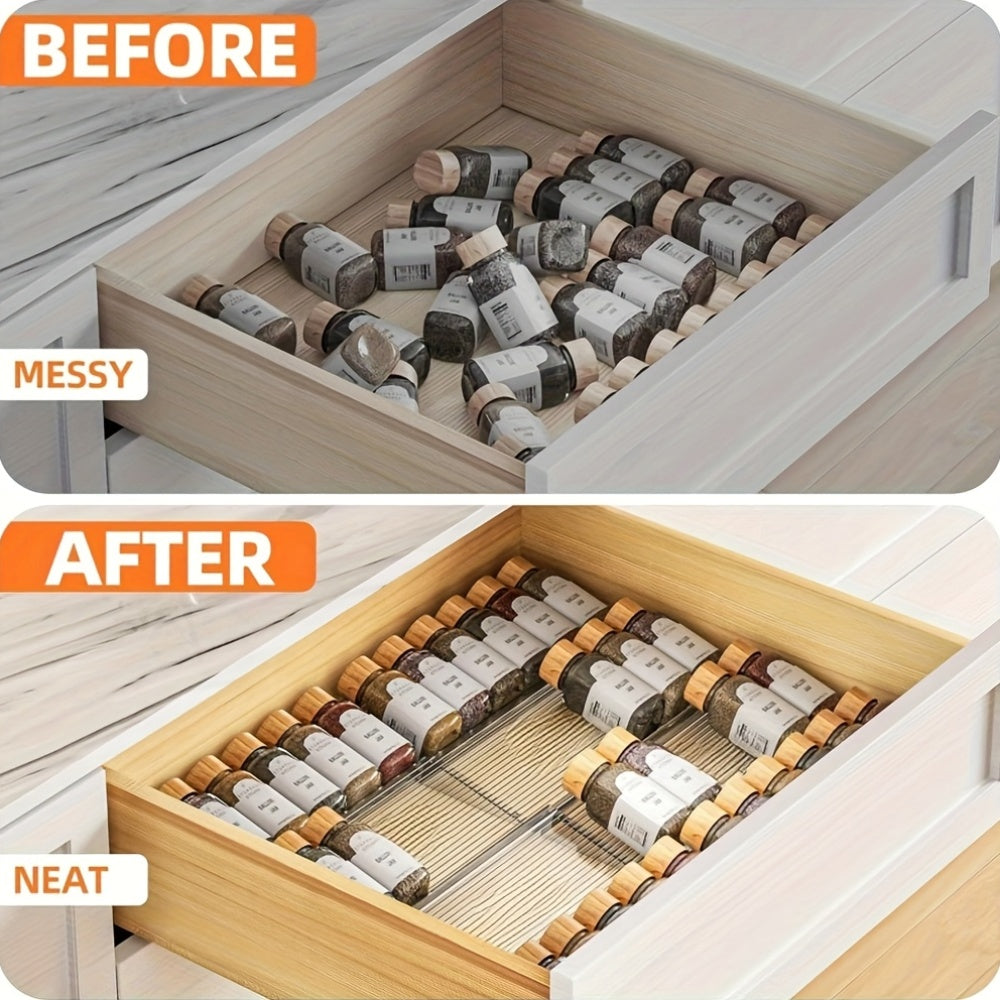 Expandable & Retractable Transparent Acrylic Spice Organizer (2-Tier)