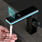 Hydroelectric LED Temperature Display Stainless Steel Bathroom Faucet (Single-Hole)