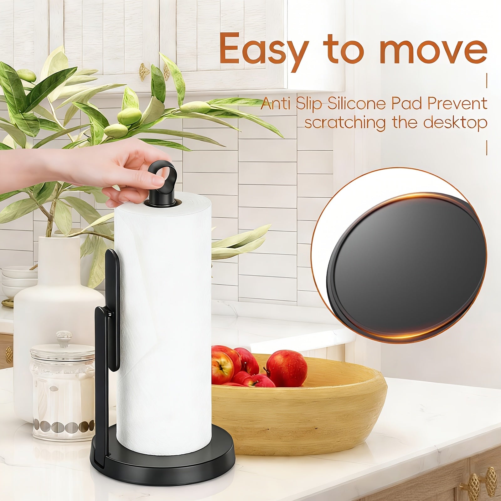 Heavy-Duty Stainless Steel Tension Arm Paper Towel Holder (Countertop)