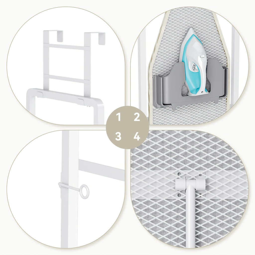 Space-Saving Heat-Resistant Fold-Down Ironing Board (Over-Door)