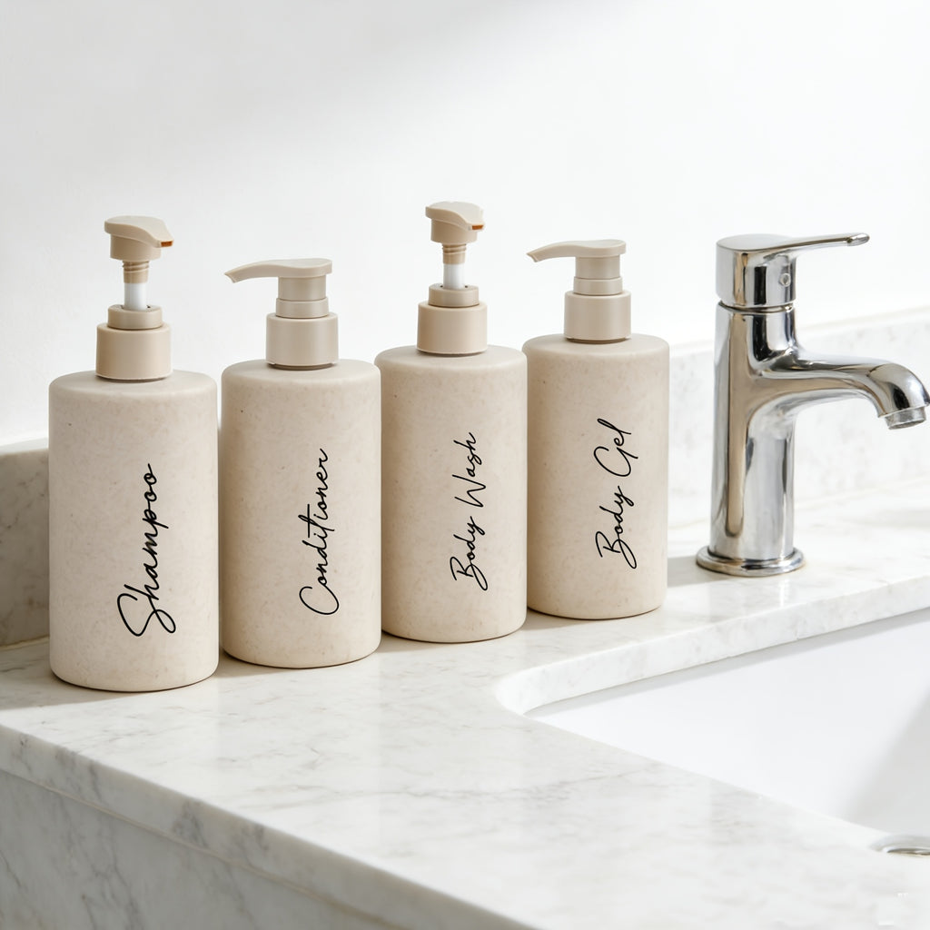 Wheat Straw Refillable Shower Dispensers (4 x 300ml)