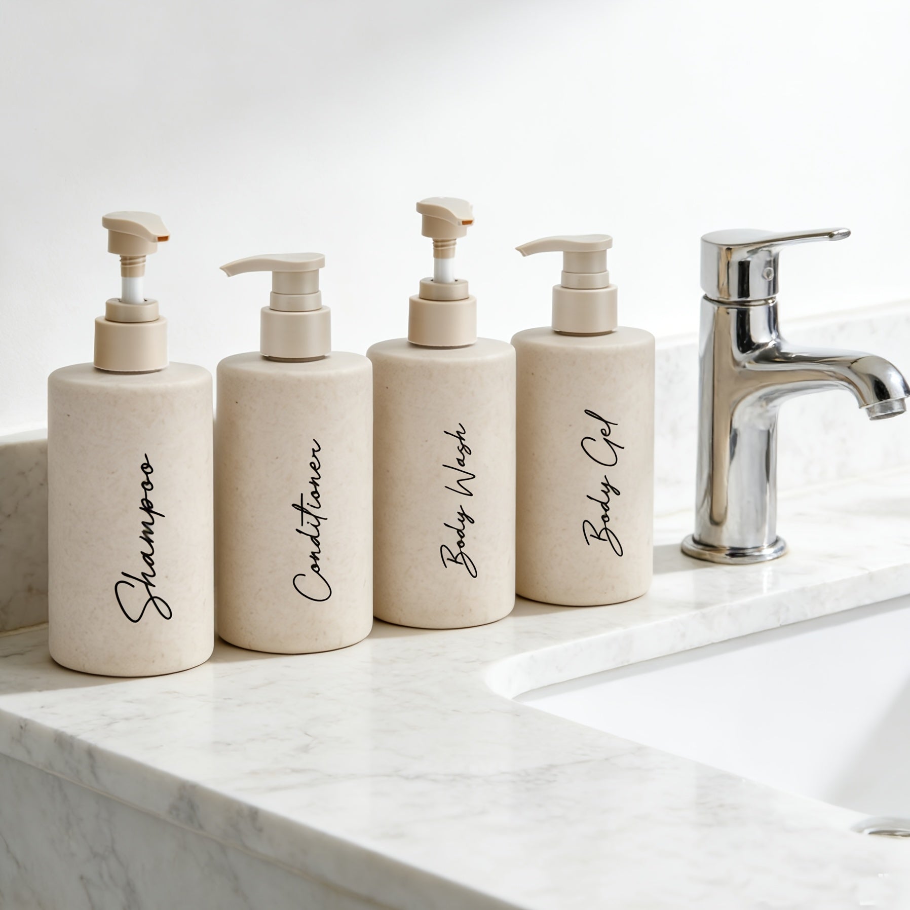 Wheat Straw Refillable Shower Dispensers (4 x 300ml)