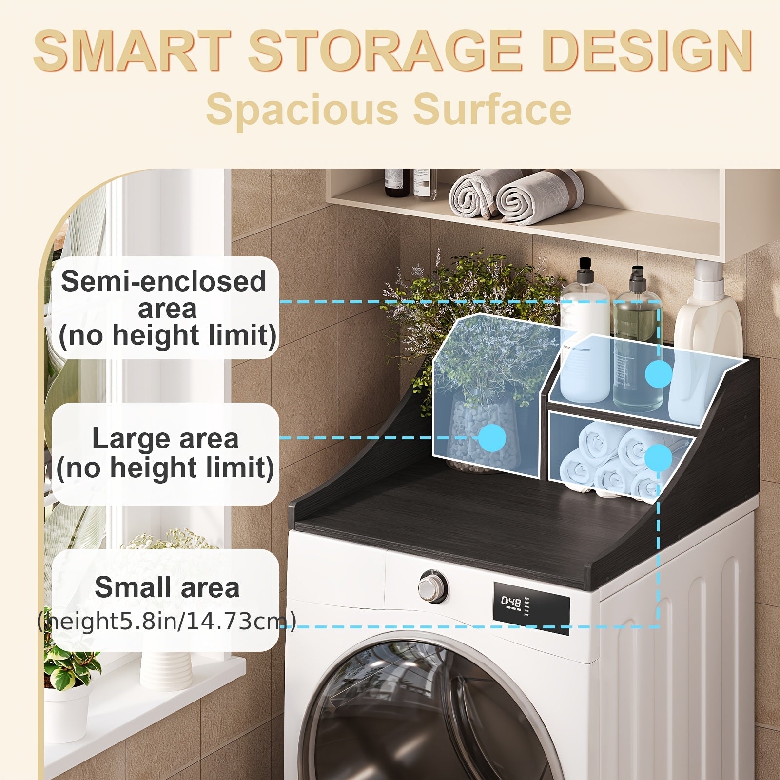 Space-Saving 29-Inch Wooden Laundry Shelf