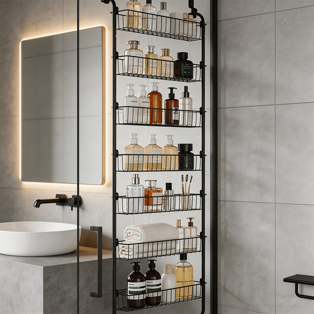 Heavy-Duty Wrought Iron Over-Door Shower Caddy (Multi-Tier)