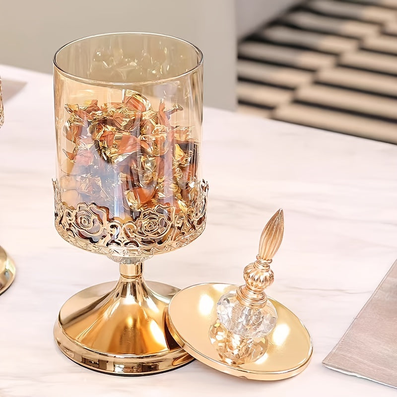 Food-Safe Glass Candy Jar (Polished Metal Lid)