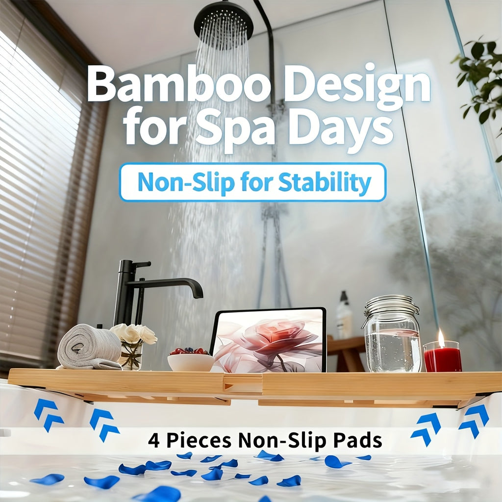 Retractable Bamboo Multi-Slot Bathtub Caddy