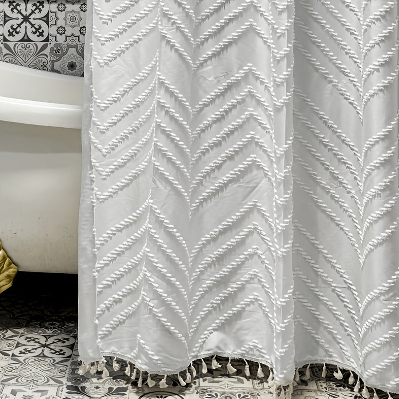 Bohemian 3D Floral Tassel Polyester Shower Curtain (70 x 70 in)