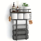 Space-Saving Carbon Steel Wall-Mounted Towel Rack
