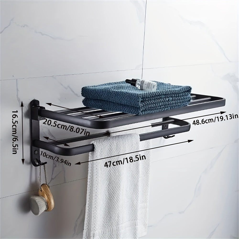 Wider & Thicker Hooks Wall-Mount Folding Towel Rack