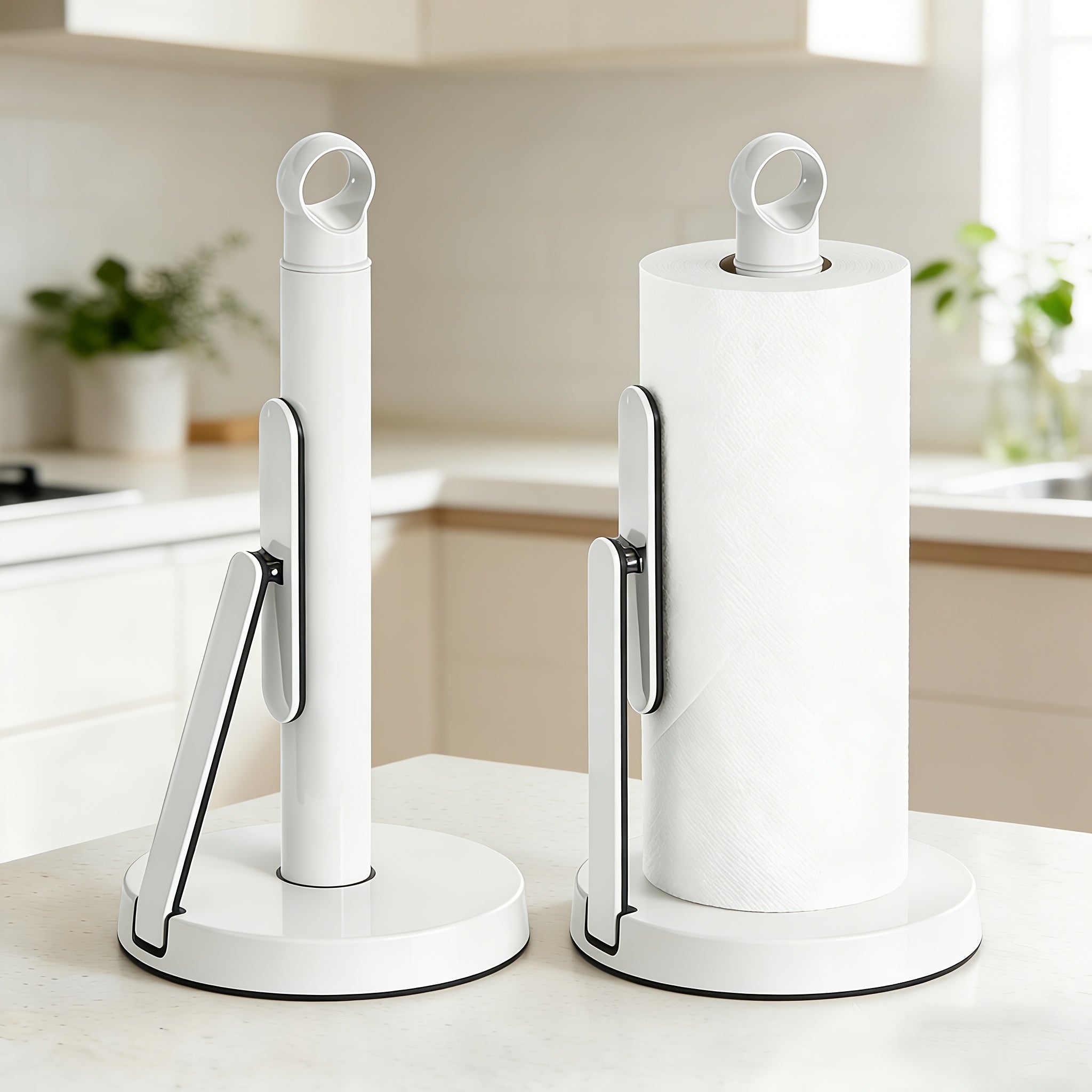 Heavy-Duty Stainless Steel Tension Arm Paper Towel Holder (Countertop)
