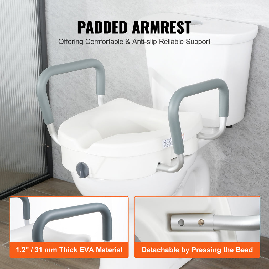 Adjustable Width & Twist-Lock Raised Toilet Seat (350 lb Capacity)