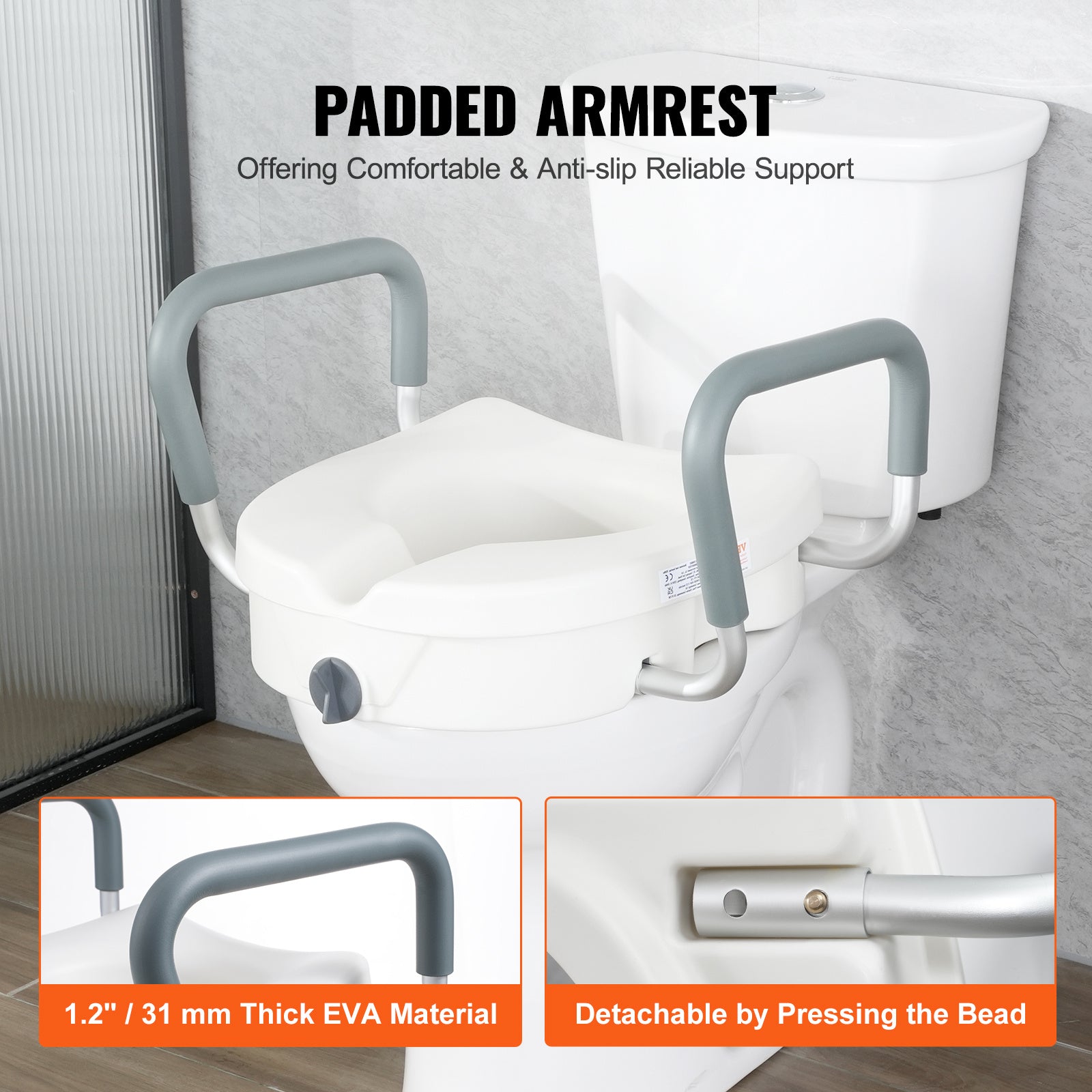 Adjustable Width & Twist-Lock Raised Toilet Seat (350 lb Capacity)