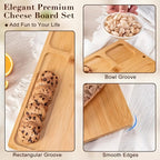 Polished Moisture-Resistant Wood Charcuterie Board (4-Piece Knife Set)