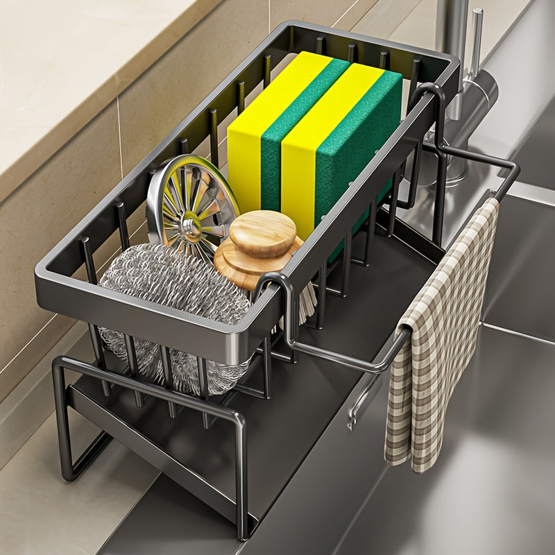Heavy-Duty No-Drill Metal Sink Organizer (With Towel Rack)