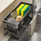 Heavy-Duty No-Drill Metal Sink Organizer (With Towel Rack)
