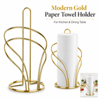 Stable Golden Metal Paper Towel & Cloth Holder (Countertop)