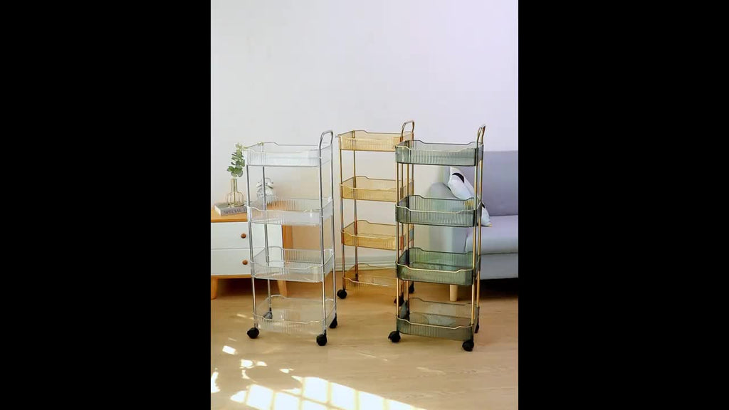 Ultra-Thin Plastic Rolling Storage Cart (3- or 4-Layer)