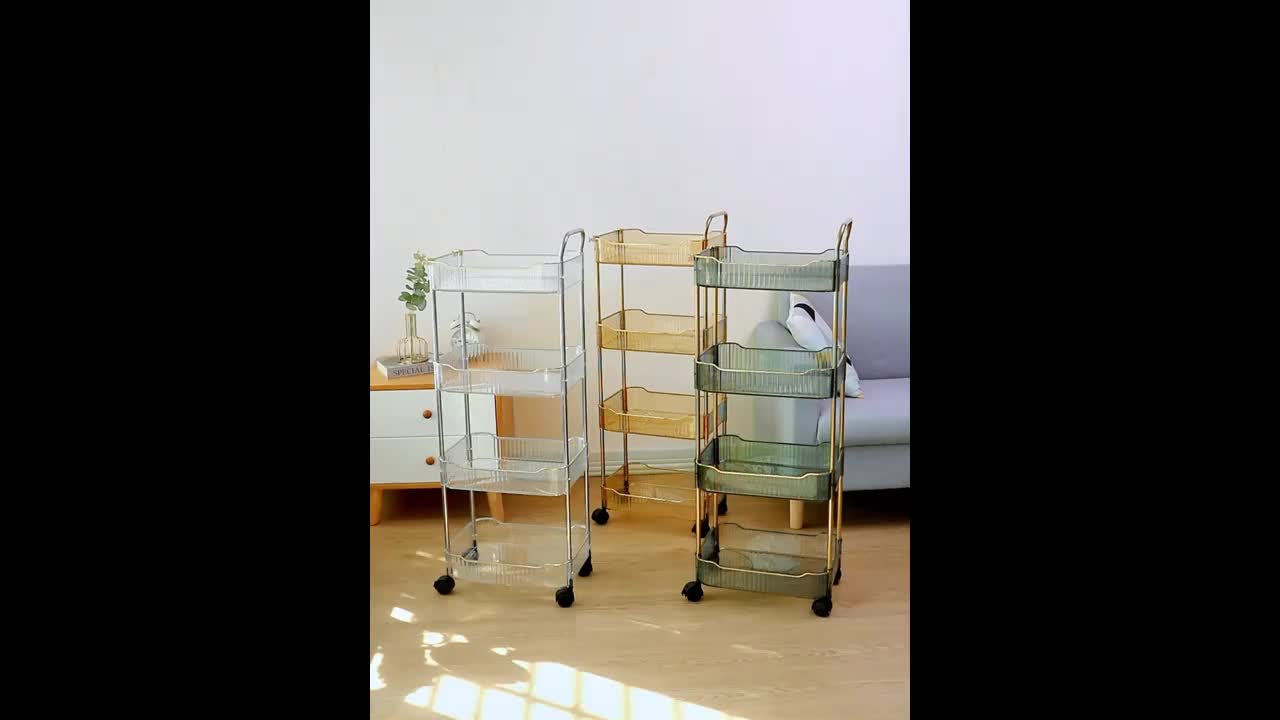 Ultra-Thin Plastic Rolling Storage Cart (3- or 4-Layer)