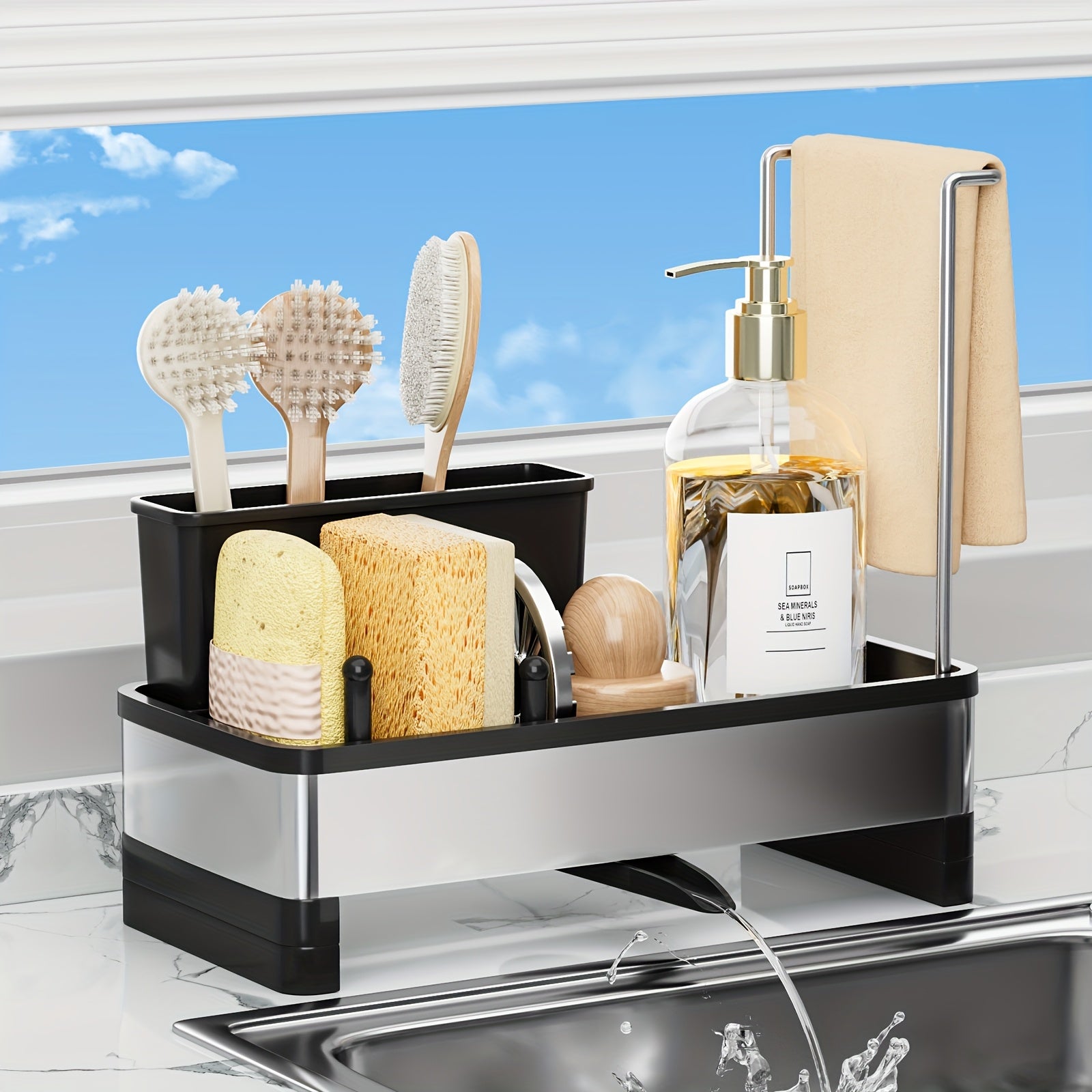 Rust-Resistant Stainless Steel Sponge Holder (No-Drill Mount)