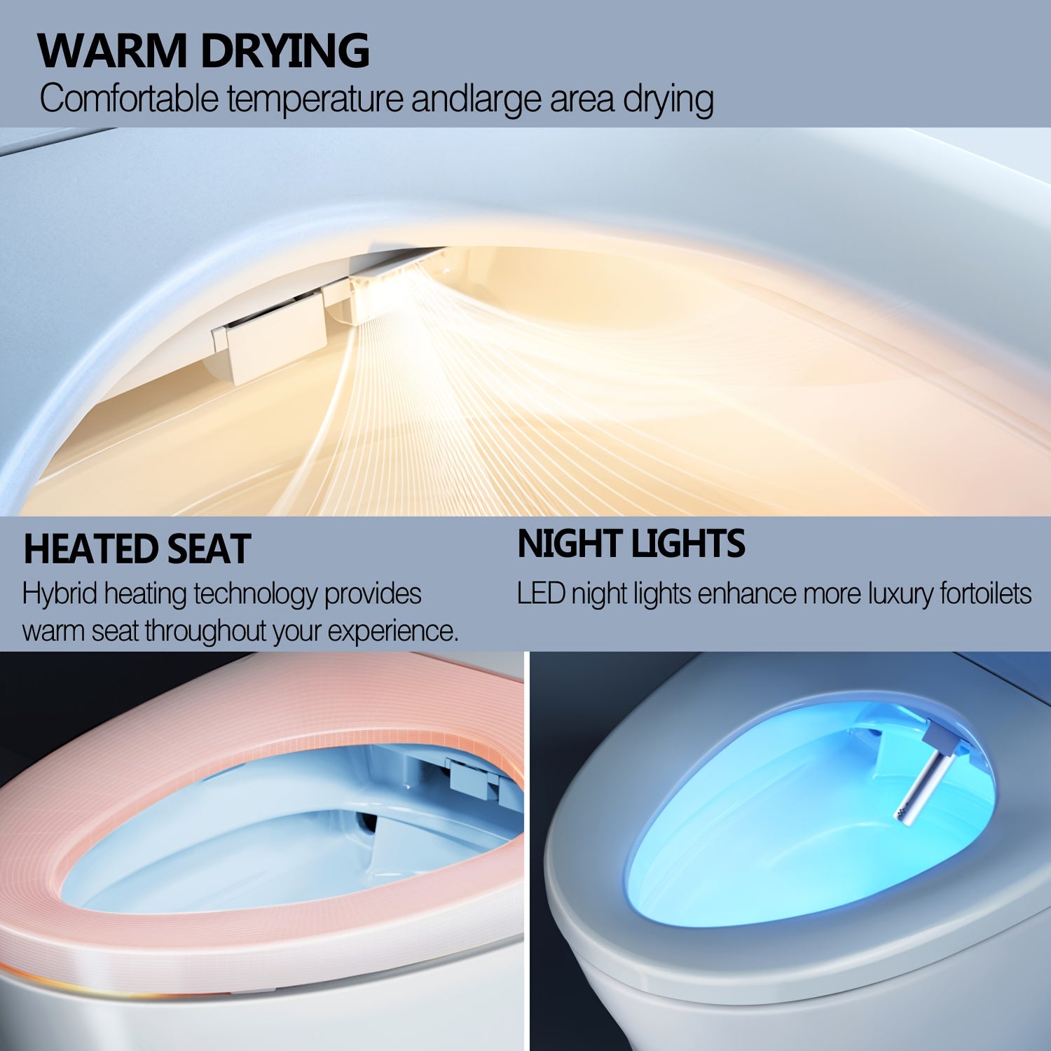 Warm Water & Heated Bidet Toilet Seat (Wireless Remote)