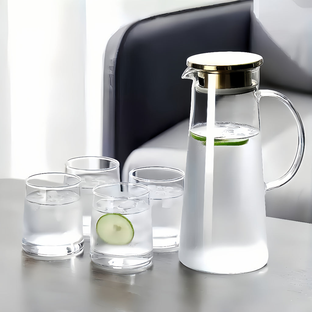 Heat-Resistant Borosilicate Glass Jug & Cup Set (Set of 5 or 7)