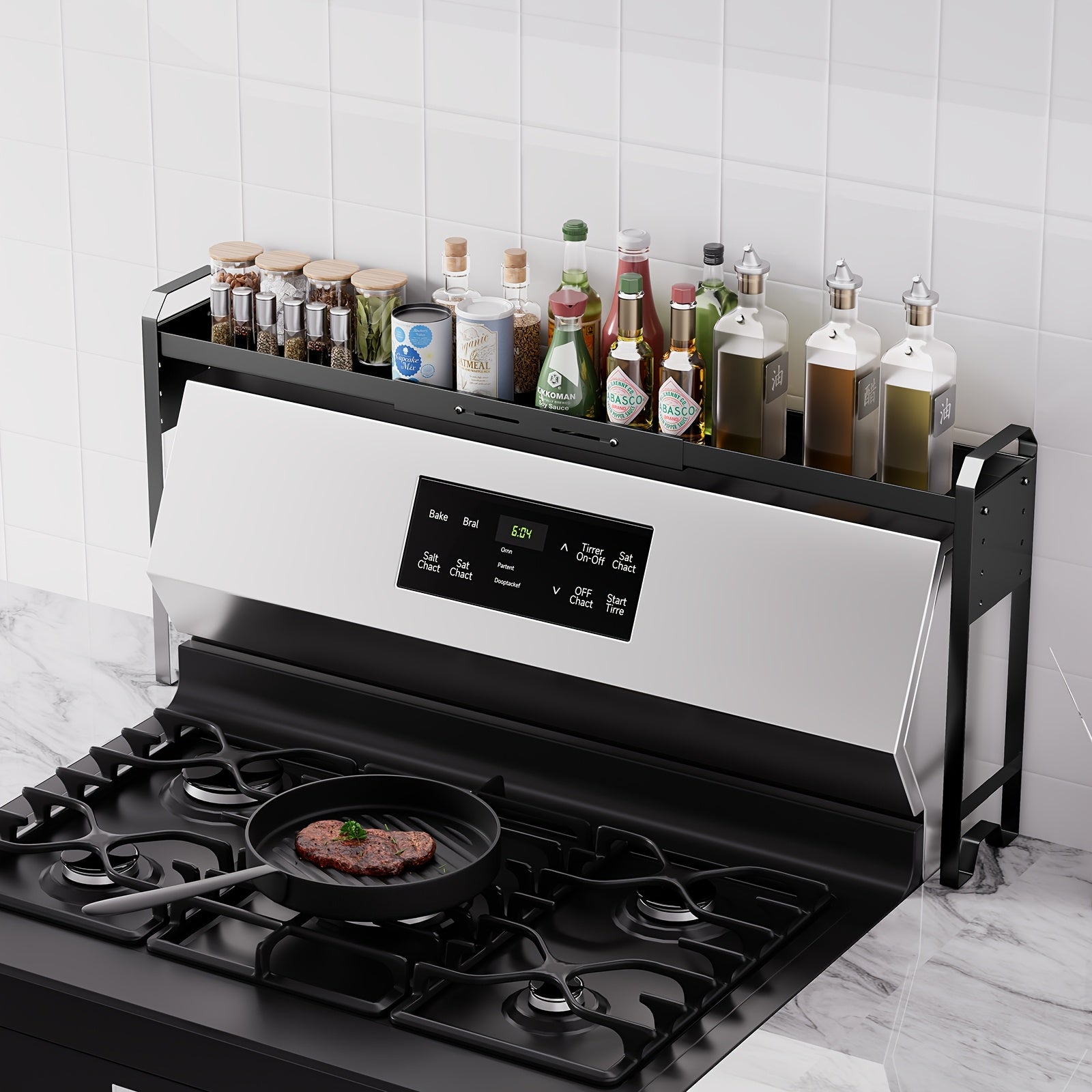 Expandable & Adjustable Powder-Coated Stove Shelf
