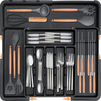 Expandable Tension-Mount Silverware Organizer (Removable Knife Blocks)