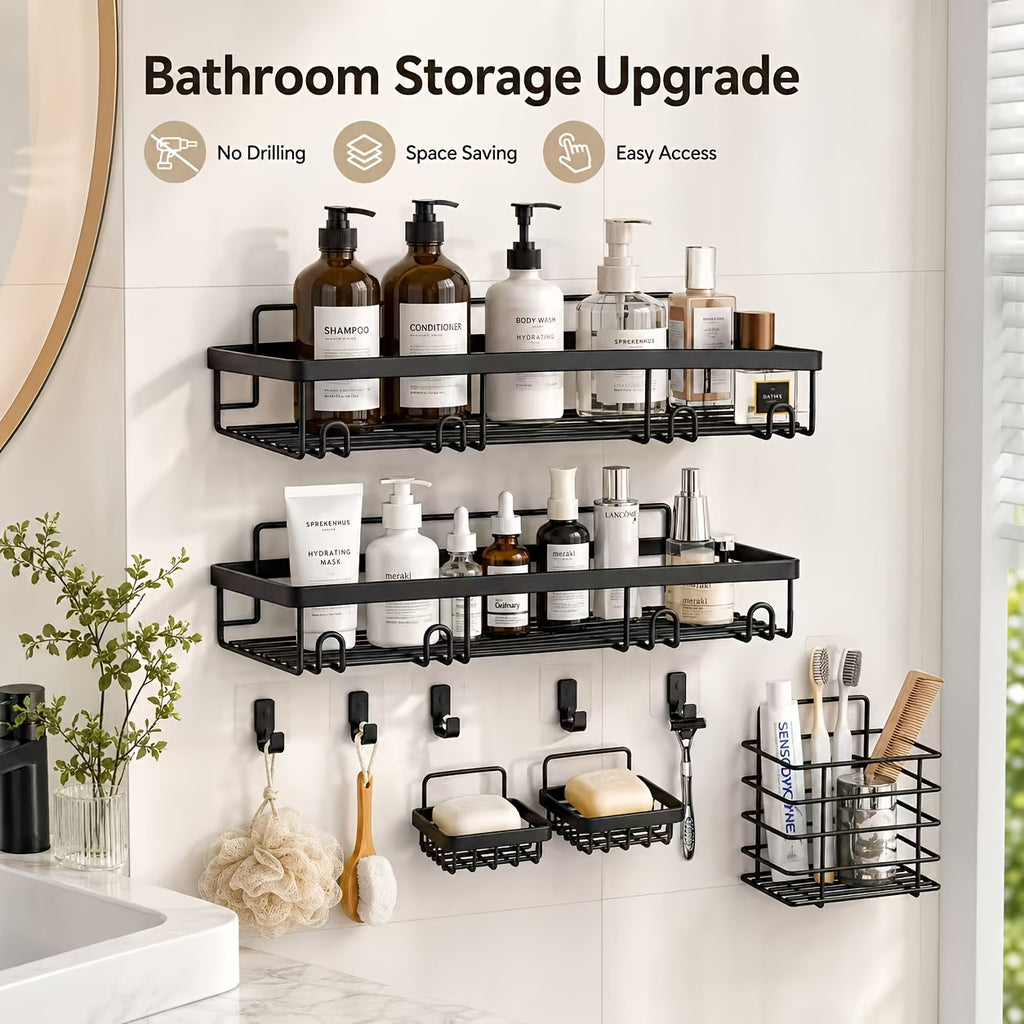 No-Drill Rustproof Stainless Steel Shower Caddy Set (5-Piece)