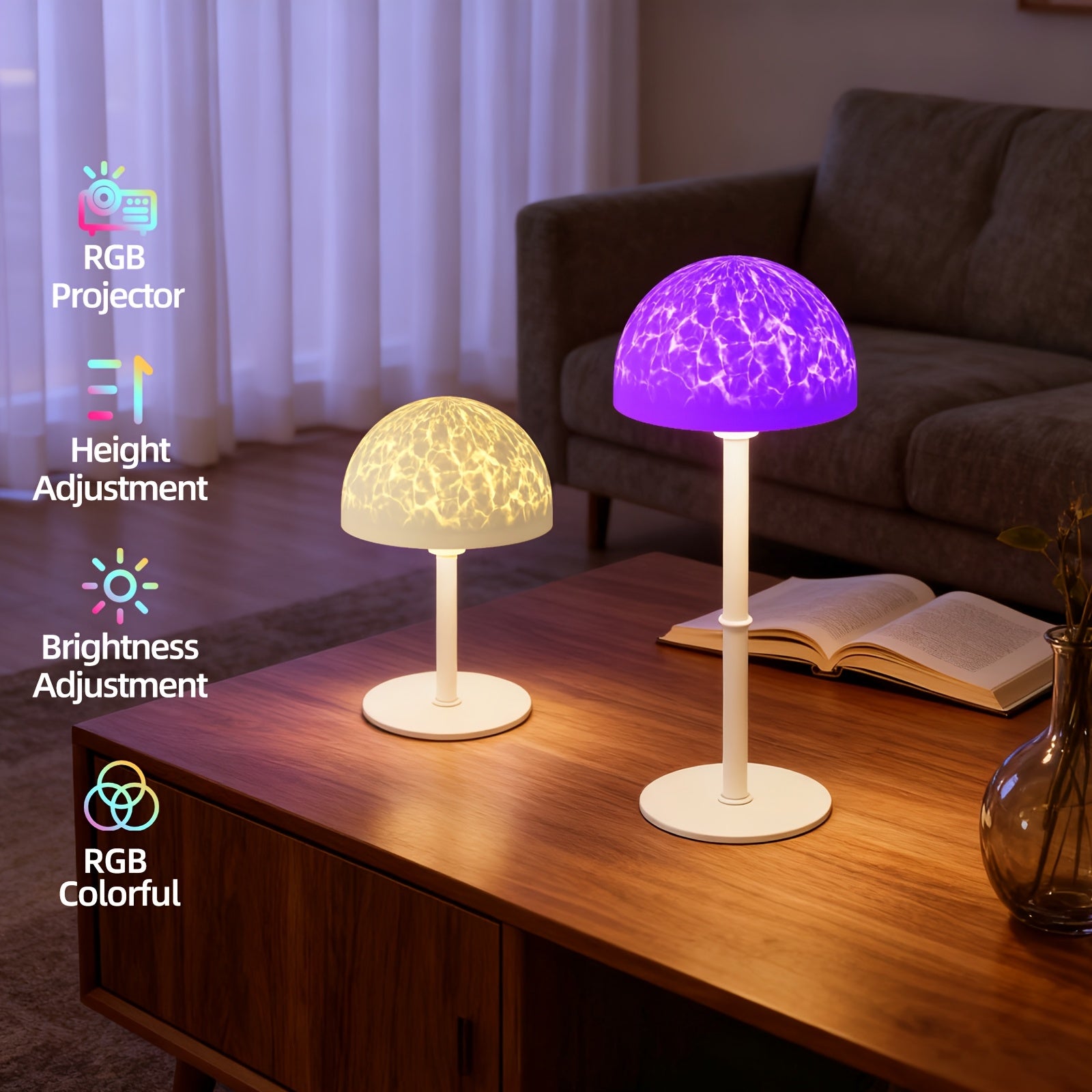 Cordless Rechargeable RGB Ocean Wave Shower Lamp