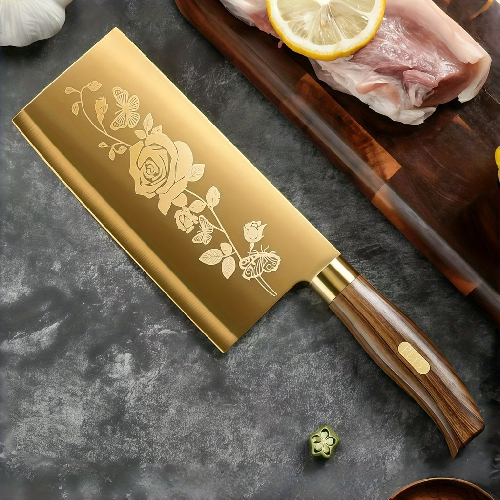 Titanium-Coated Alloy Steel Knife Set (7-Piece, Block & Sharpener)