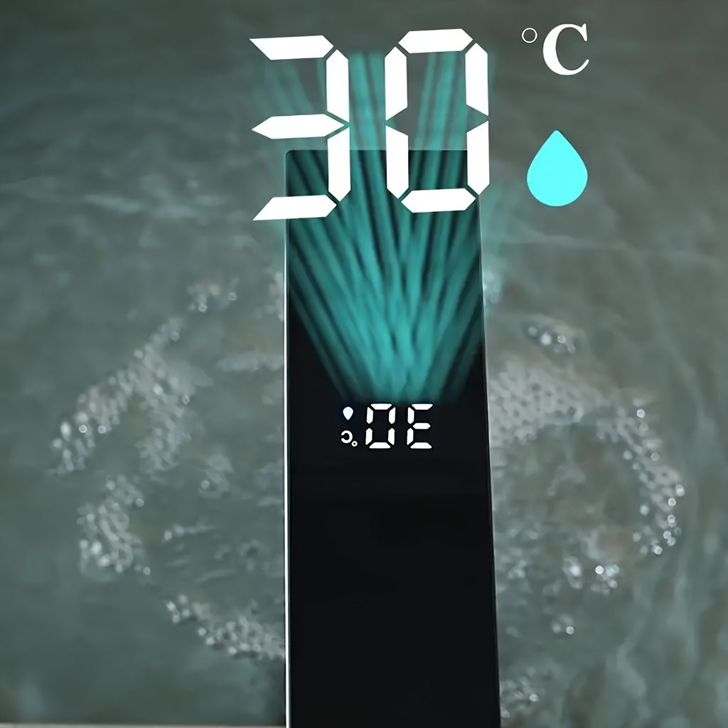 Hydroelectric LED Temperature Display Stainless Steel Bathroom Faucet (Single-Hole)