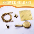 All-Metal Gold Rainfall & Handheld Shower Set (3-Way Diverter)