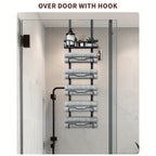 No-Drill 6-Tier Stainless Steel Over-Door Towel Rack (With Storage Basket)