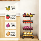 Stackable Metal Fruit & Veg Basket (4/5-Layer, Wheels)