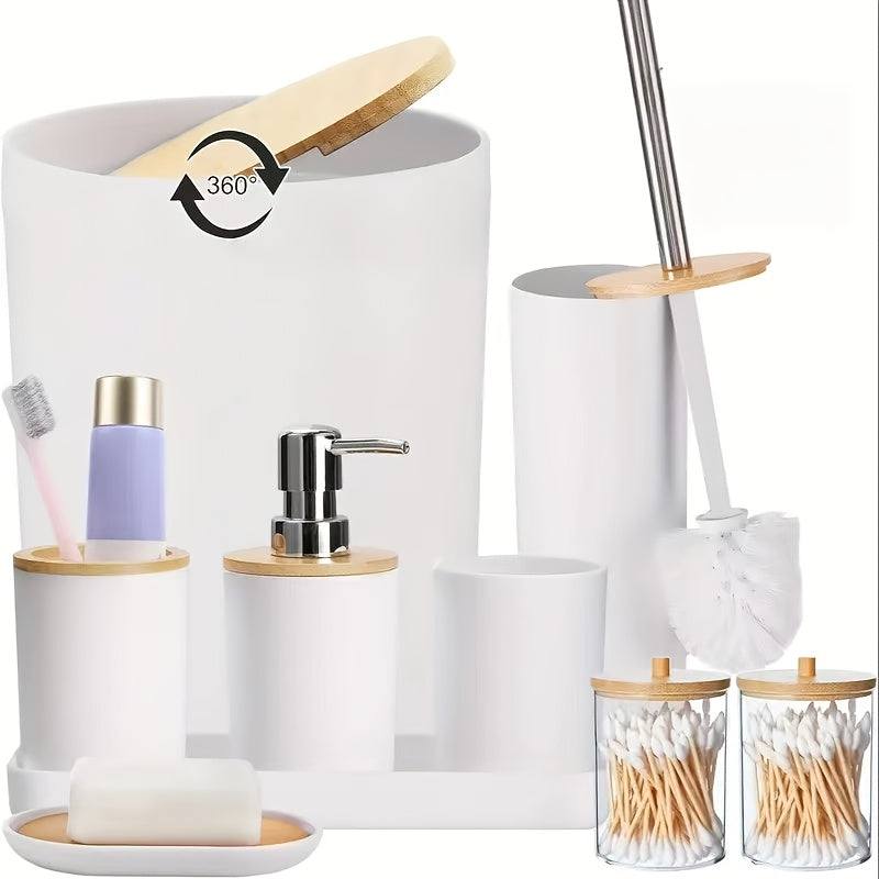 Complete 9-Piece Durable Plastic Bathroom Accessory Set