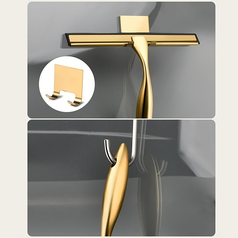 Brass & Stainless Steel Shower Squeegee (10-Inch, Square Hook)