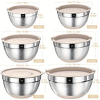 Stainless Steel Airtight & Non-Slip Mixing Bowl Set (26-Piece)