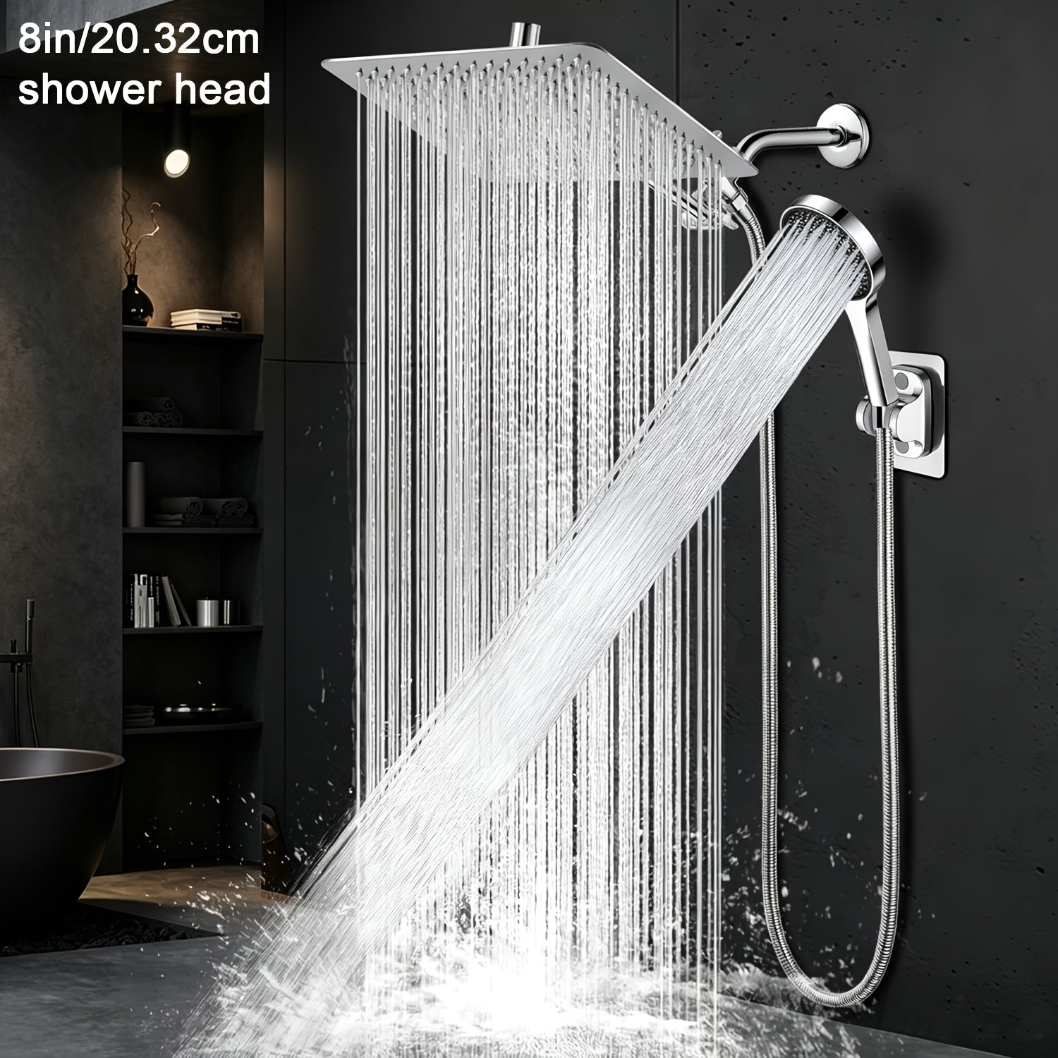High-Pressure Stainless Steel Rainfall & Handheld Shower Head (Wall-Mount)