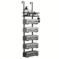 No-Drill 6-Tier Stainless Steel Over-Door Towel Rack (With Storage Basket)