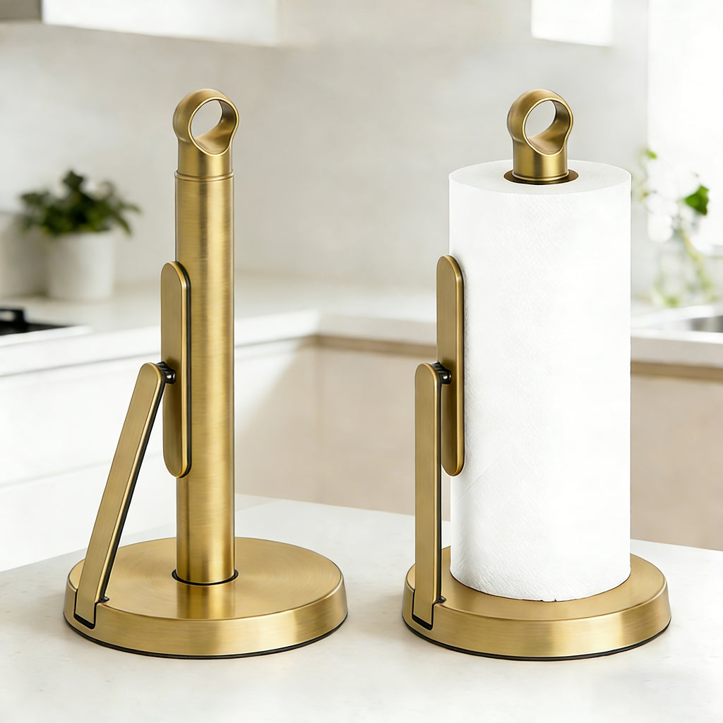 Heavy-Duty Stainless Steel Tension Arm Paper Towel Holder (Countertop)