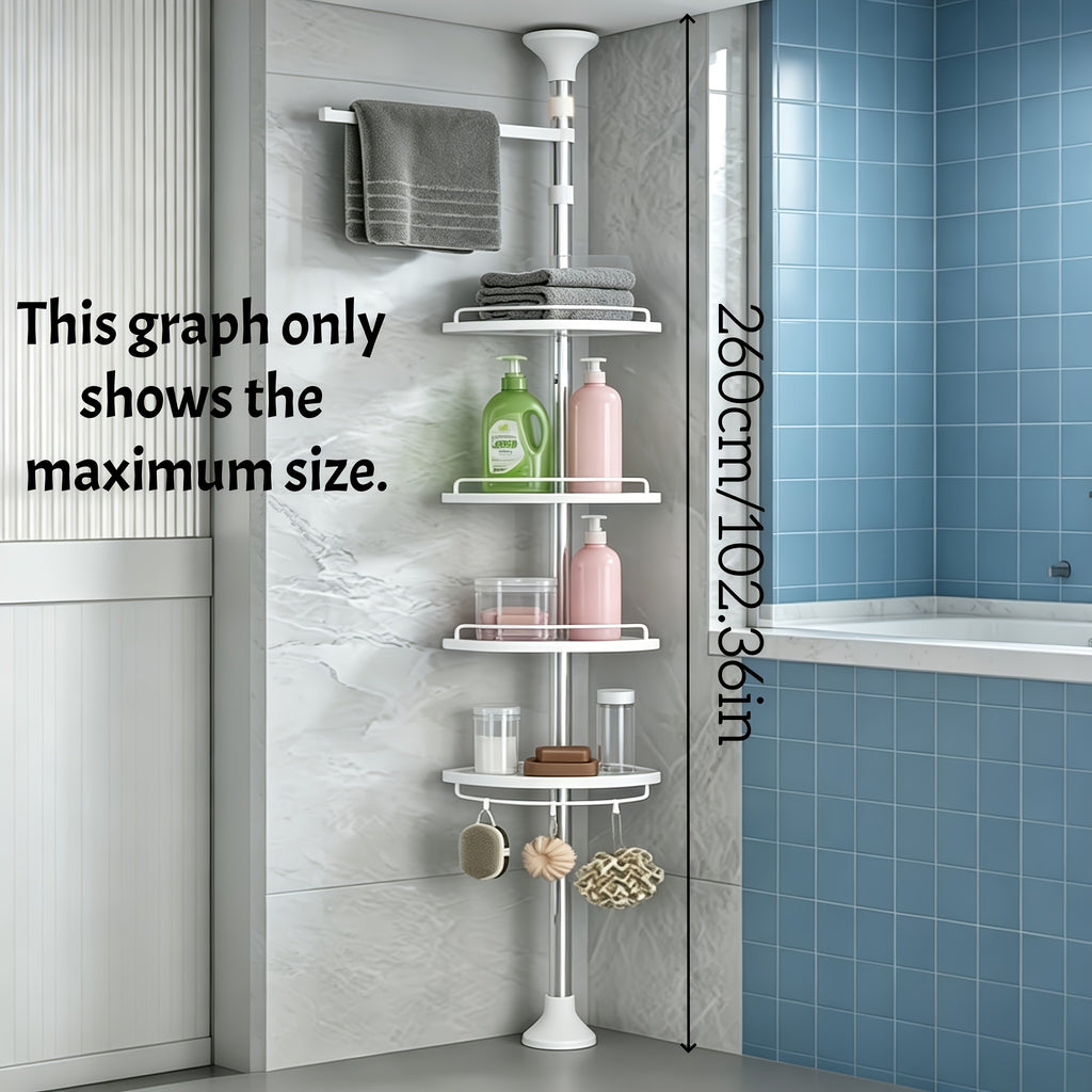 Retractable Punch-Free Rust-Proof Bathroom Corner Storage Rack