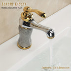 Marble Pattern Gold-Plated Ceramic Valve Basin Faucet (Single-Hole)
