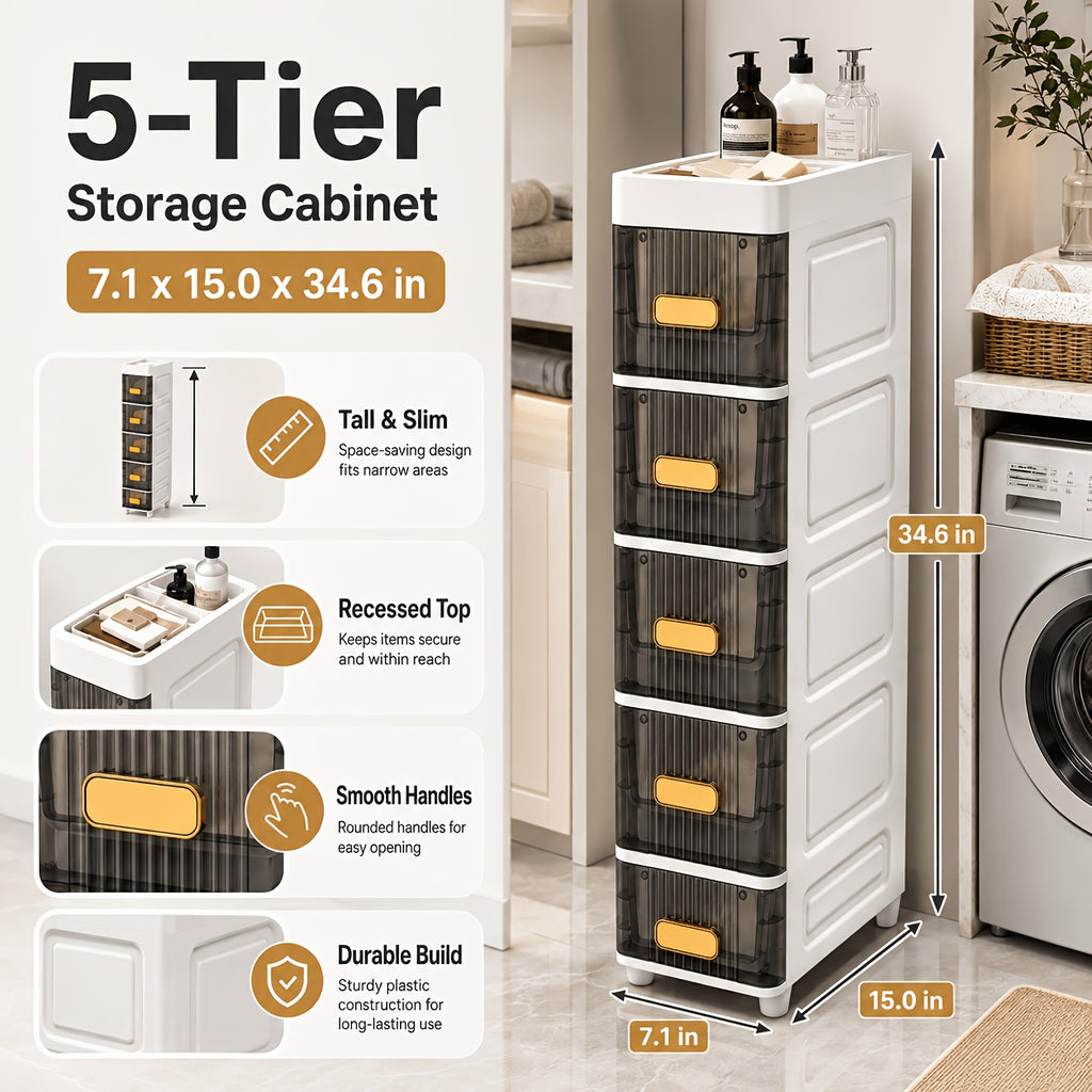 Space-Saving Waterproof Window-View Storage Cabinet (3–6-Tier)