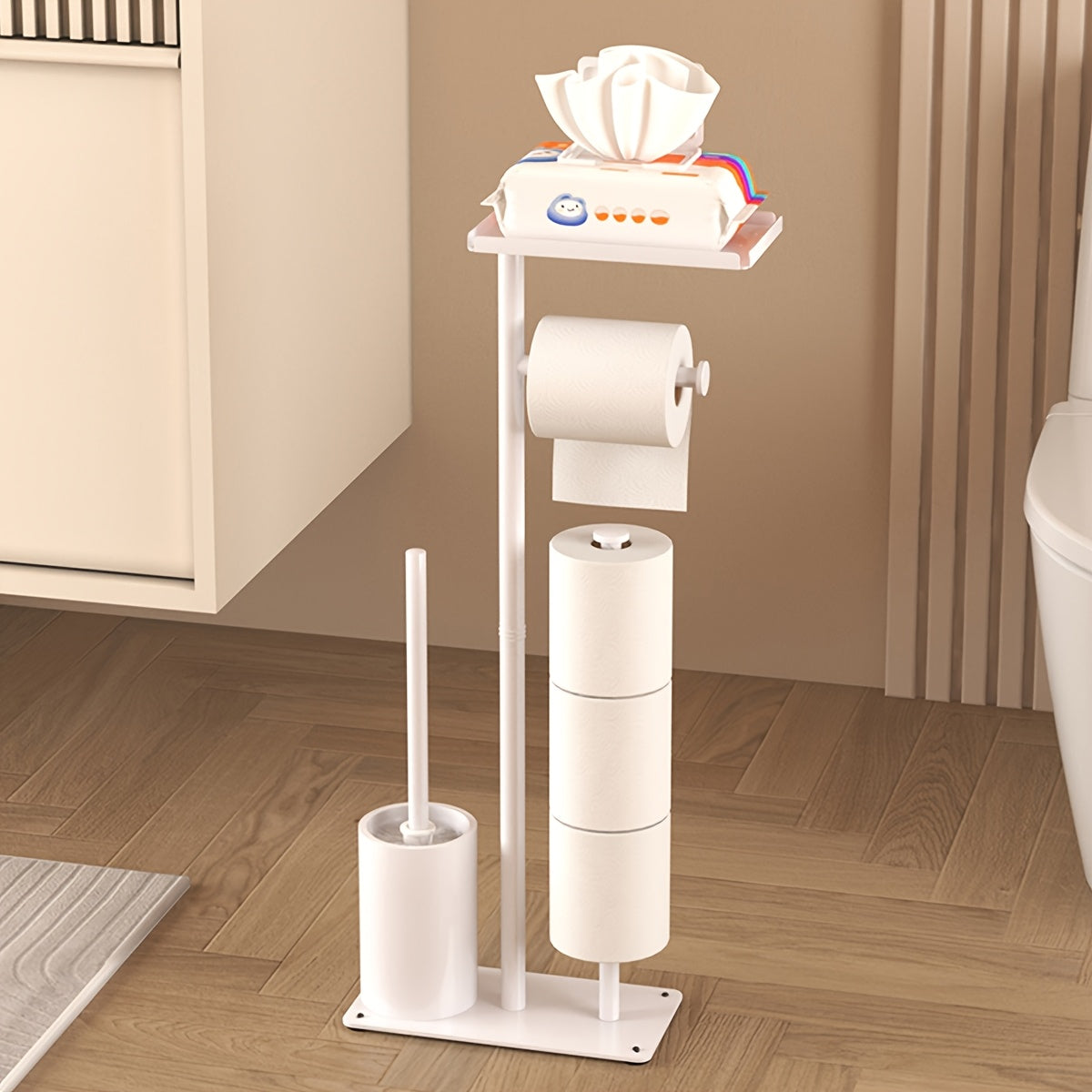 Wrought Iron Freestanding Toilet Paper Holder (No-Drill)