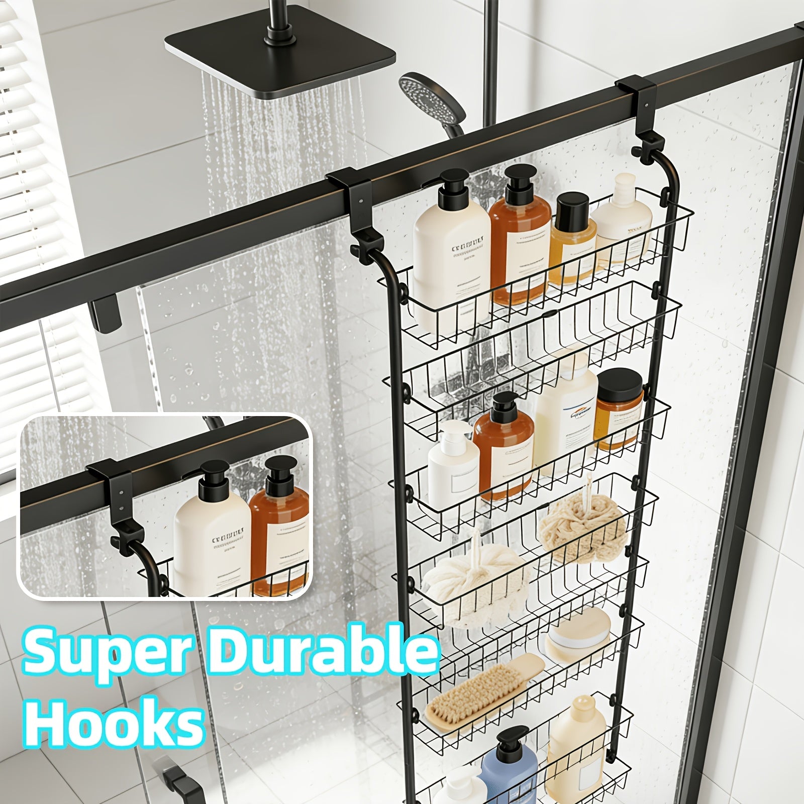 Heavy-Duty Wrought Iron Over-Door Shower Caddy (Multi-Tier)