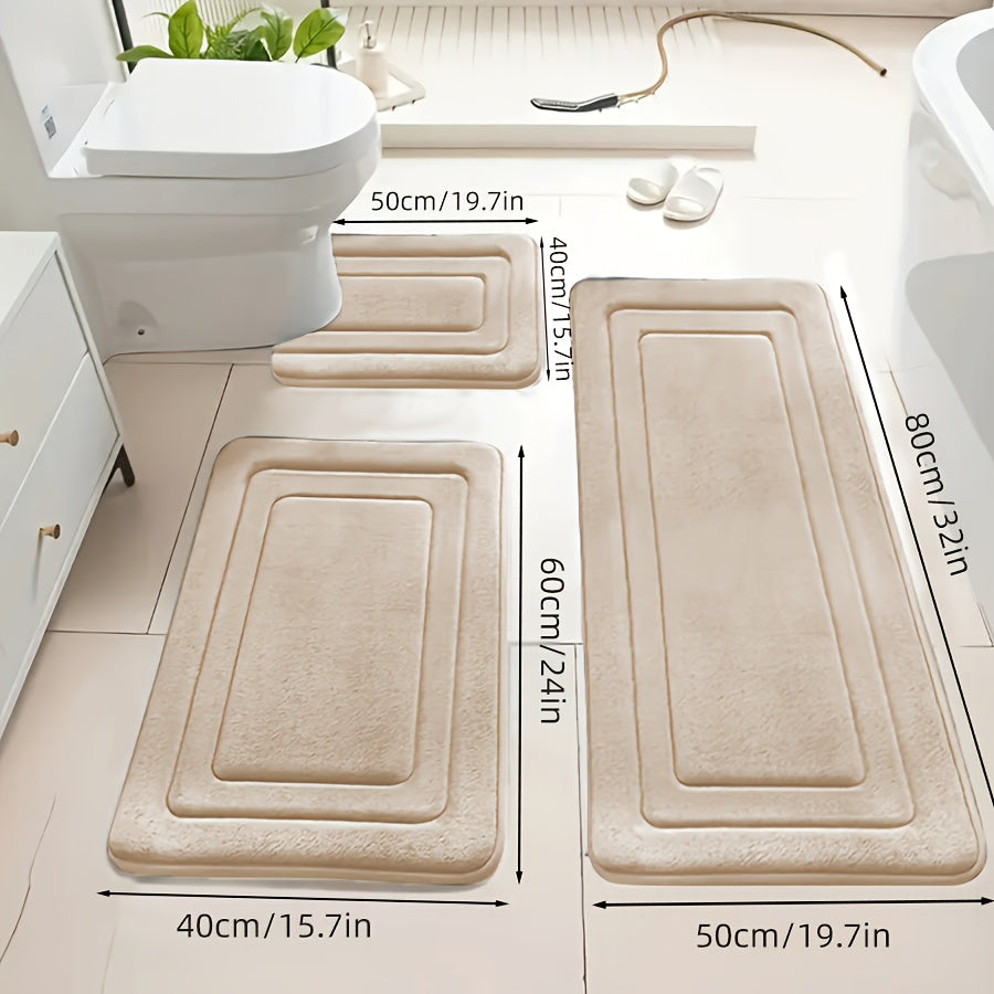Ultra Absorbent & Non-Slip Polyester Bath Mat Set (Set of 3)