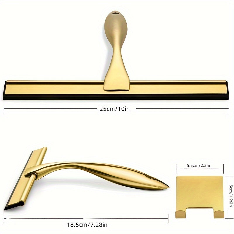 Brass & Stainless Steel Shower Squeegee (10-Inch, Square Hook)